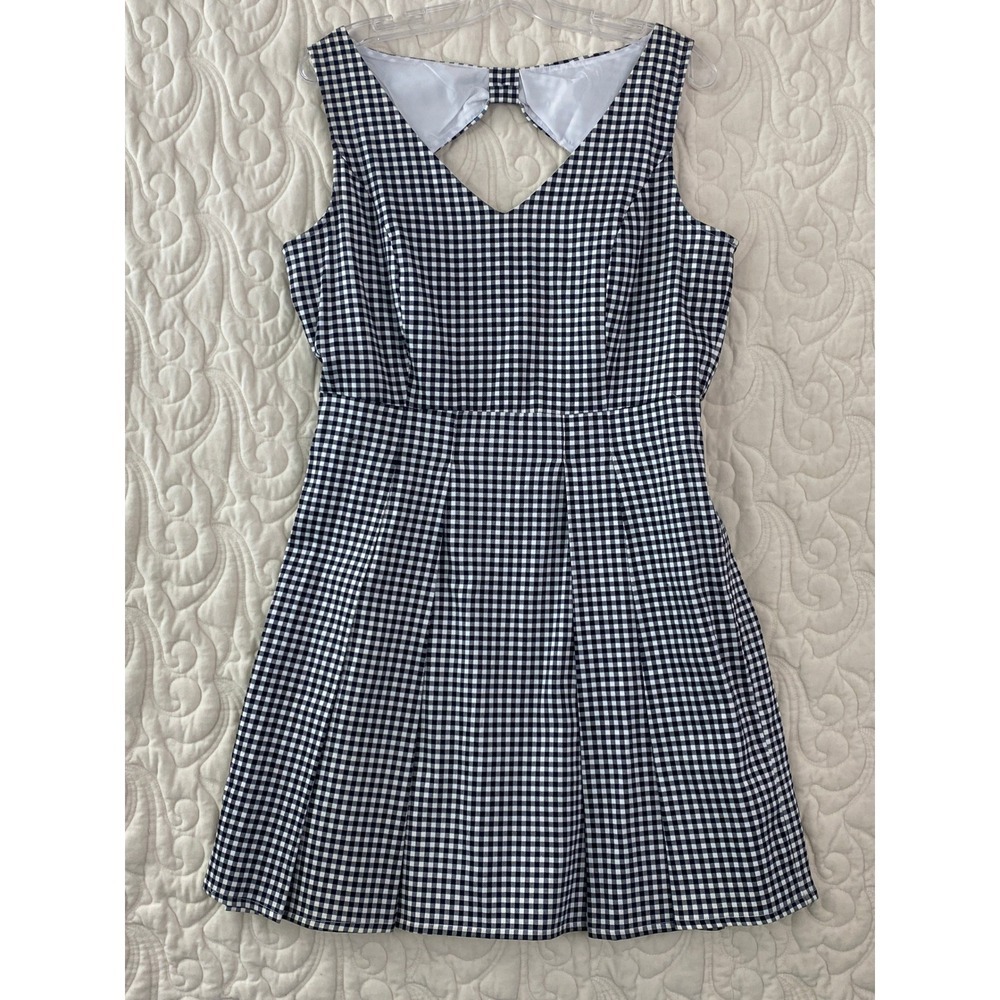 NEW Reitmans Fit & Flare Dress Black White Gingham Womens Sz 15 Bow Back Cutout